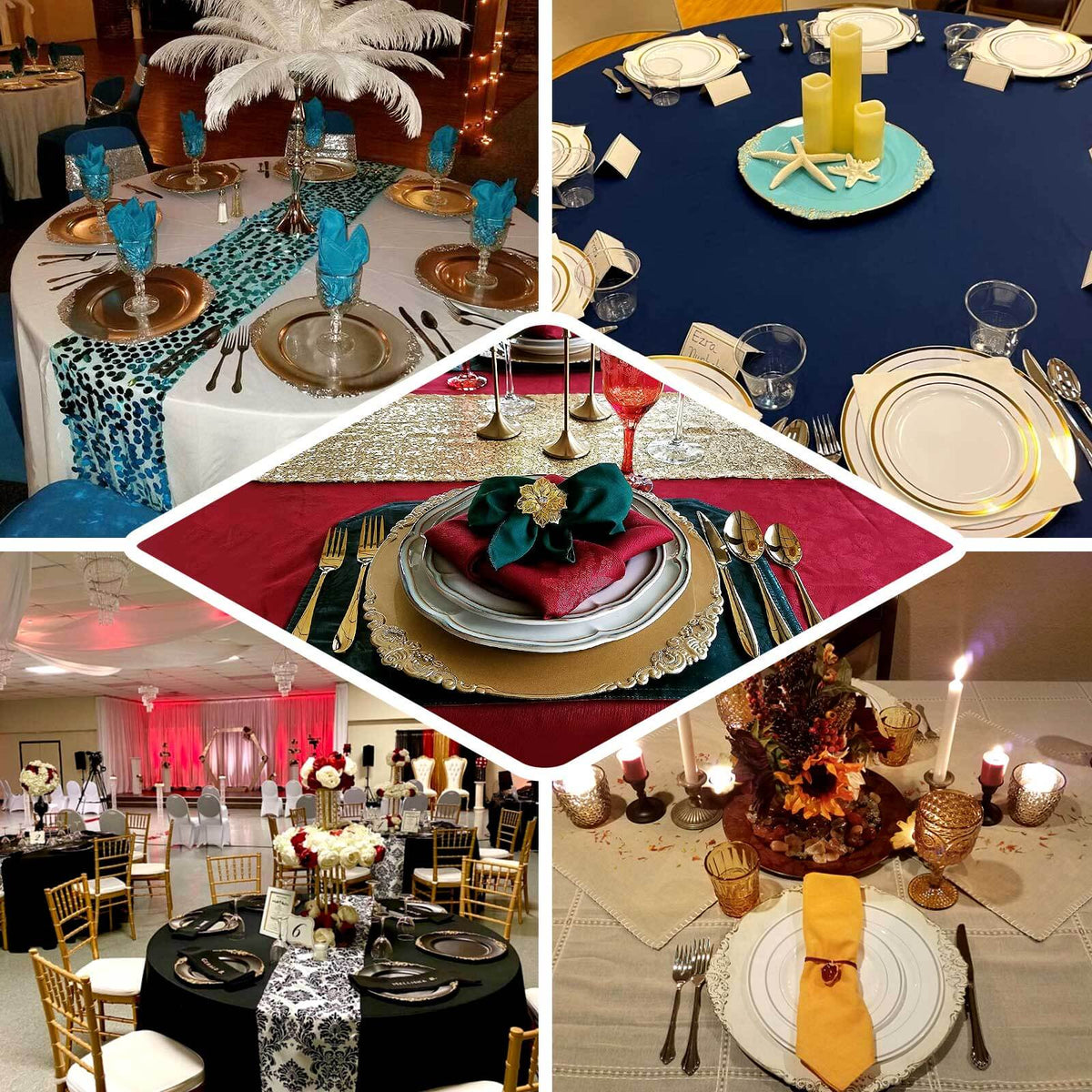 6-Pack Acrylic Charger Plates 13" Round Clear with Gold Embossed Baroque Rim - Antique Decorative Dinner Tableware